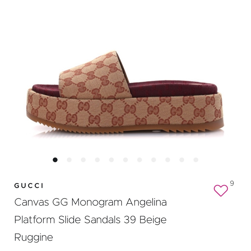Gucci Tan GG Monogram Platform Sandals